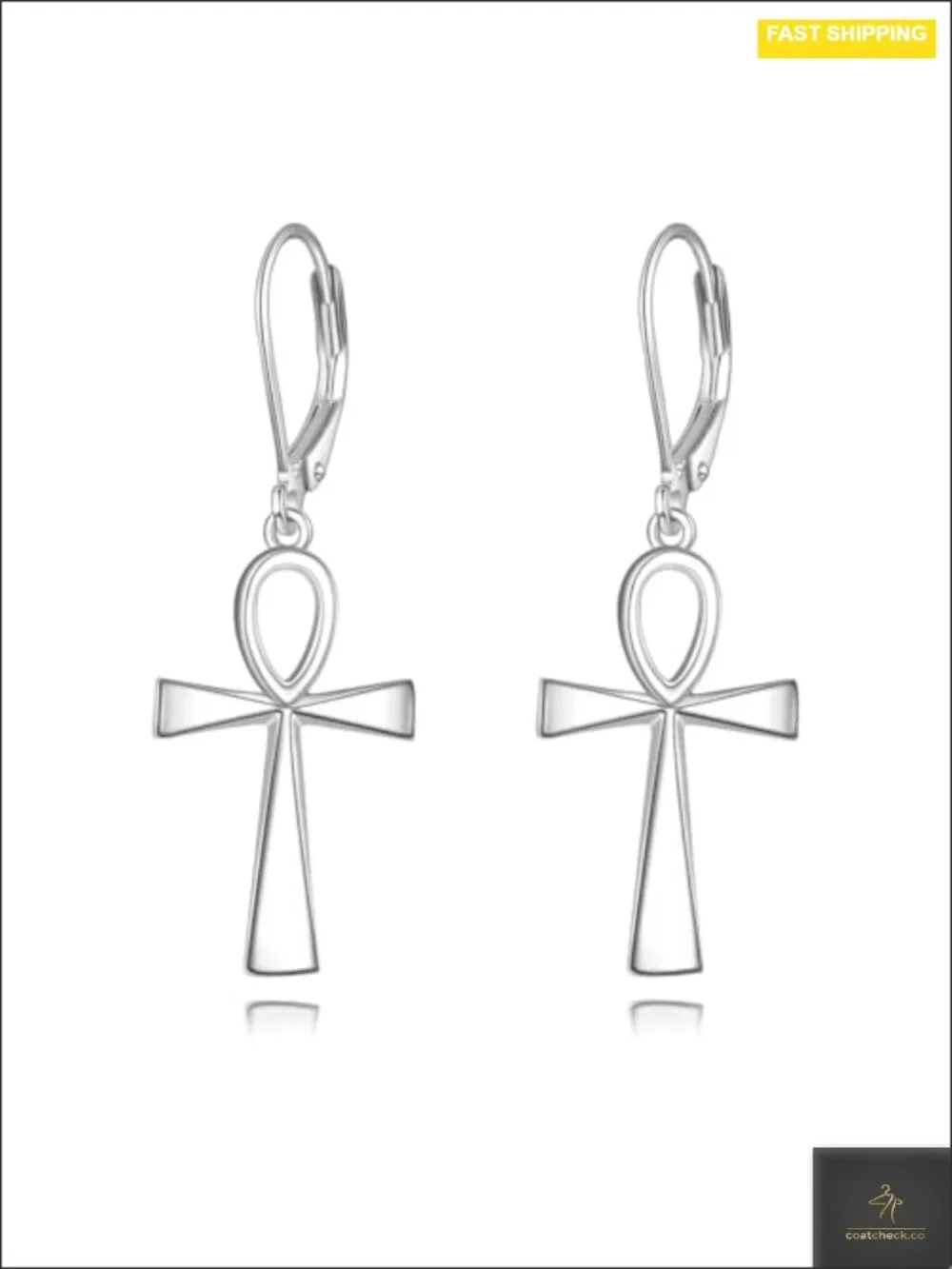 Sterling Silver Ankh Skull Earrings Drop Dangle Gothic Jewelry